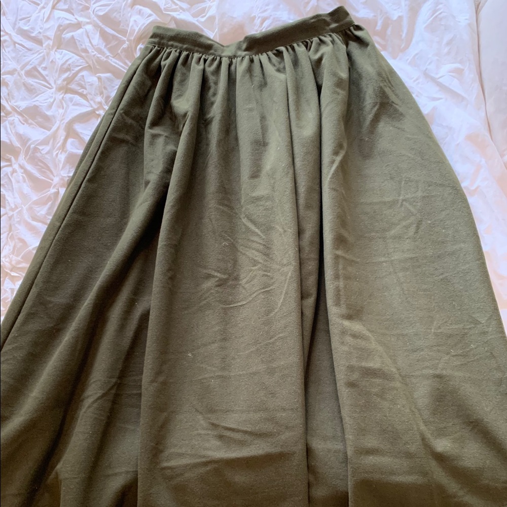 Army green high rise mid length skirt